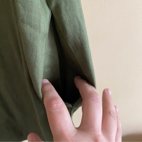 Blukey Tunic Dress Woman Large Green Linen Blend Pocket Oversized Coastal Resort - Picture 7 of 14